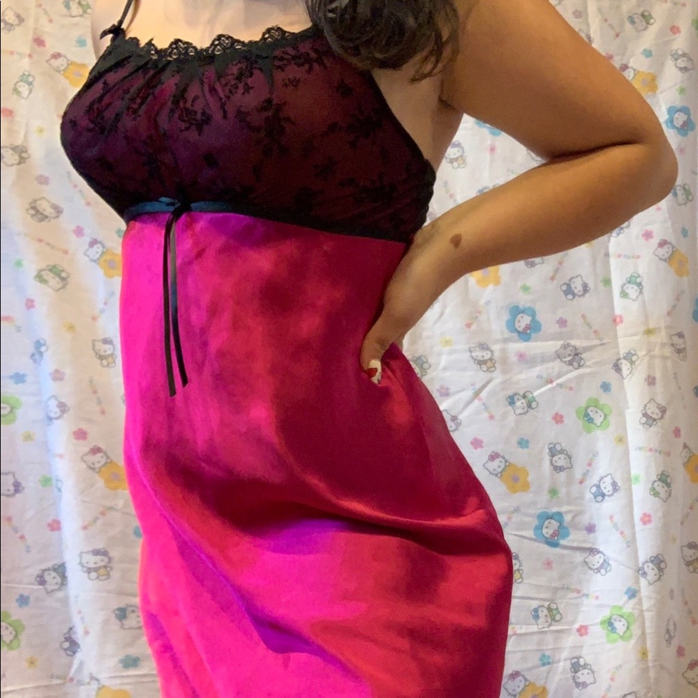 90s Hot Pink Slip Dress